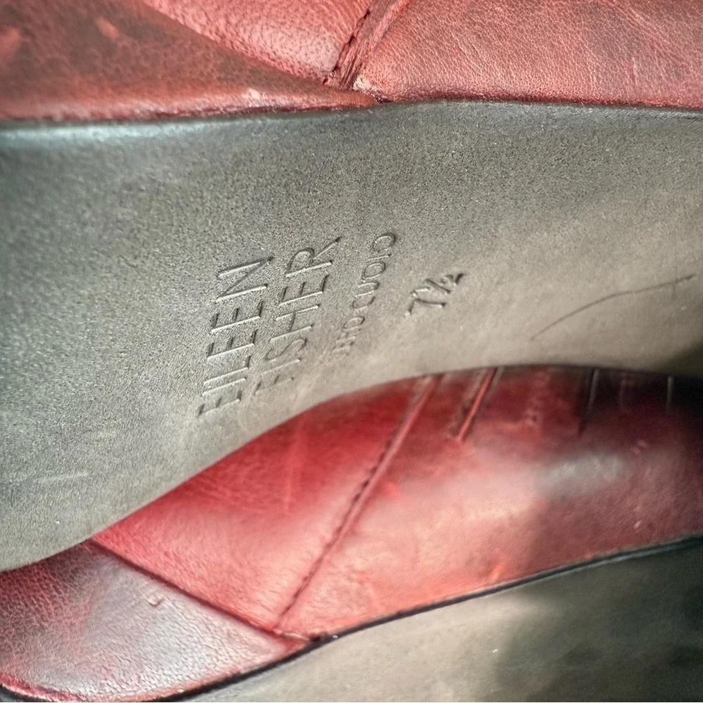 EILEEN FISHER Bird Burgundy Leather Platform Bootie Women’s Size 7.5